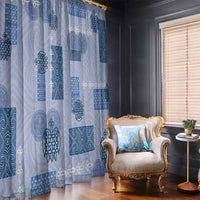 Vintage Lapita Window Curtain Iconic Double Face Pattern Blue LT05 - Polynesian Pride