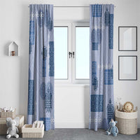 Vintage Lapita Window Curtain Iconic Double Face Pattern Blue LT05 - Polynesian Pride