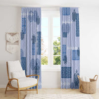 Vintage Lapita Window Curtain Iconic Double Face Pattern Blue LT05 - Polynesian Pride