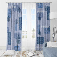 Vintage Lapita Window Curtain Iconic Double Face Pattern Blue LT05 - Polynesian Pride