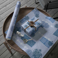 Vintage Lapita Wrapping Paper Iconic Double Face Pattern Blue LT05 - Polynesian Pride