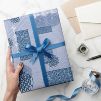 Vintage Lapita Wrapping Paper Iconic Double Face Pattern Blue LT05 - Polynesian Pride