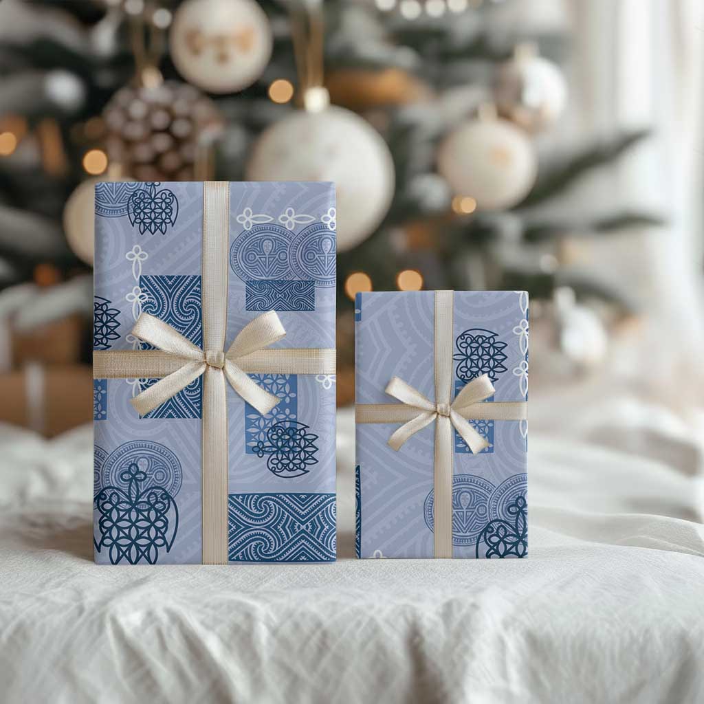 Vintage Lapita Wrapping Paper Iconic Double Face Pattern Blue LT05 - Polynesian Pride
