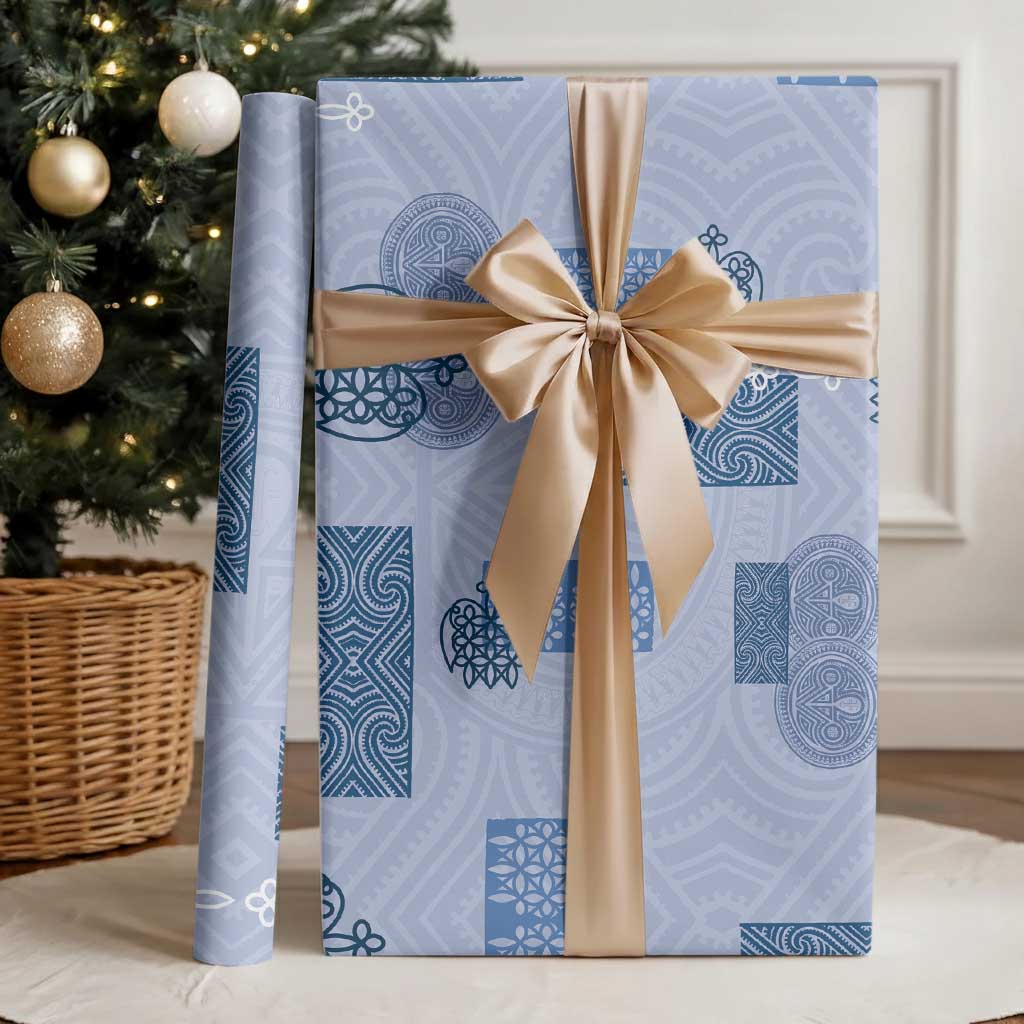 Vintage Lapita Wrapping Paper Iconic Double Face Pattern Blue LT05 - Polynesian Pride