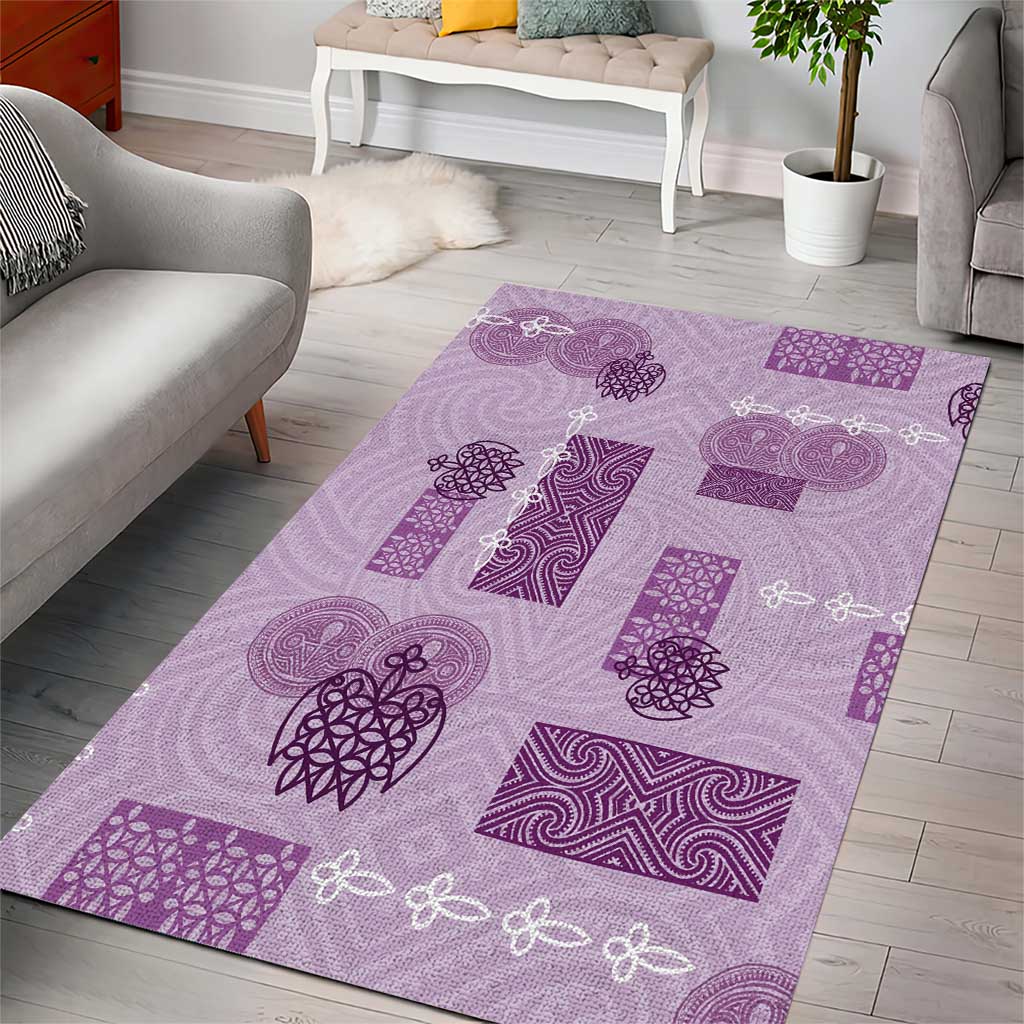 Vintage Lapita Area Rug Iconic Double Face Pattern Violet LT05 - Polynesian Pride
