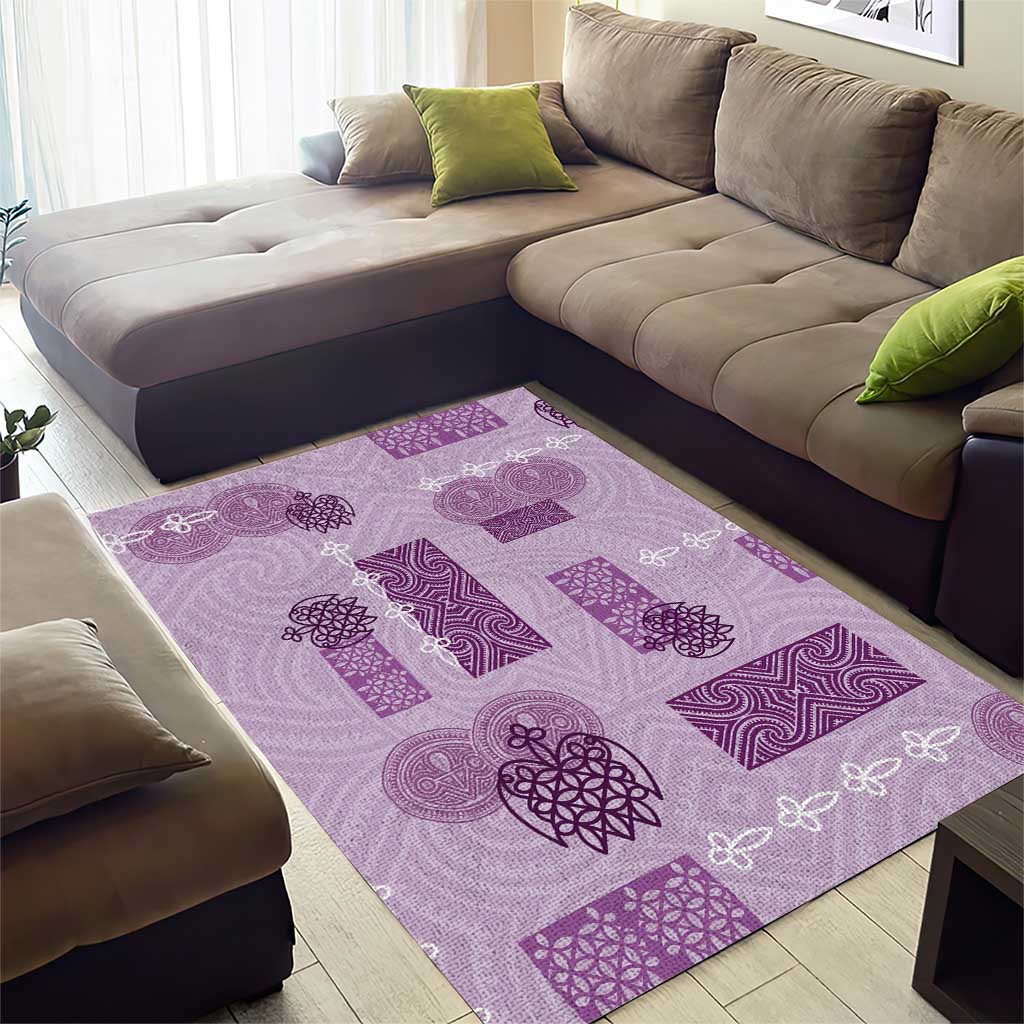Vintage Lapita Area Rug Iconic Double Face Pattern Violet LT05 - Polynesian Pride