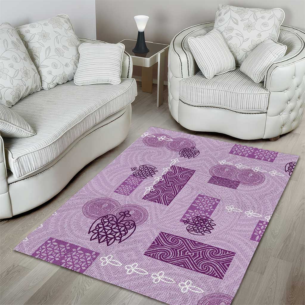 Vintage Lapita Area Rug Iconic Double Face Pattern Violet LT05 - Polynesian Pride