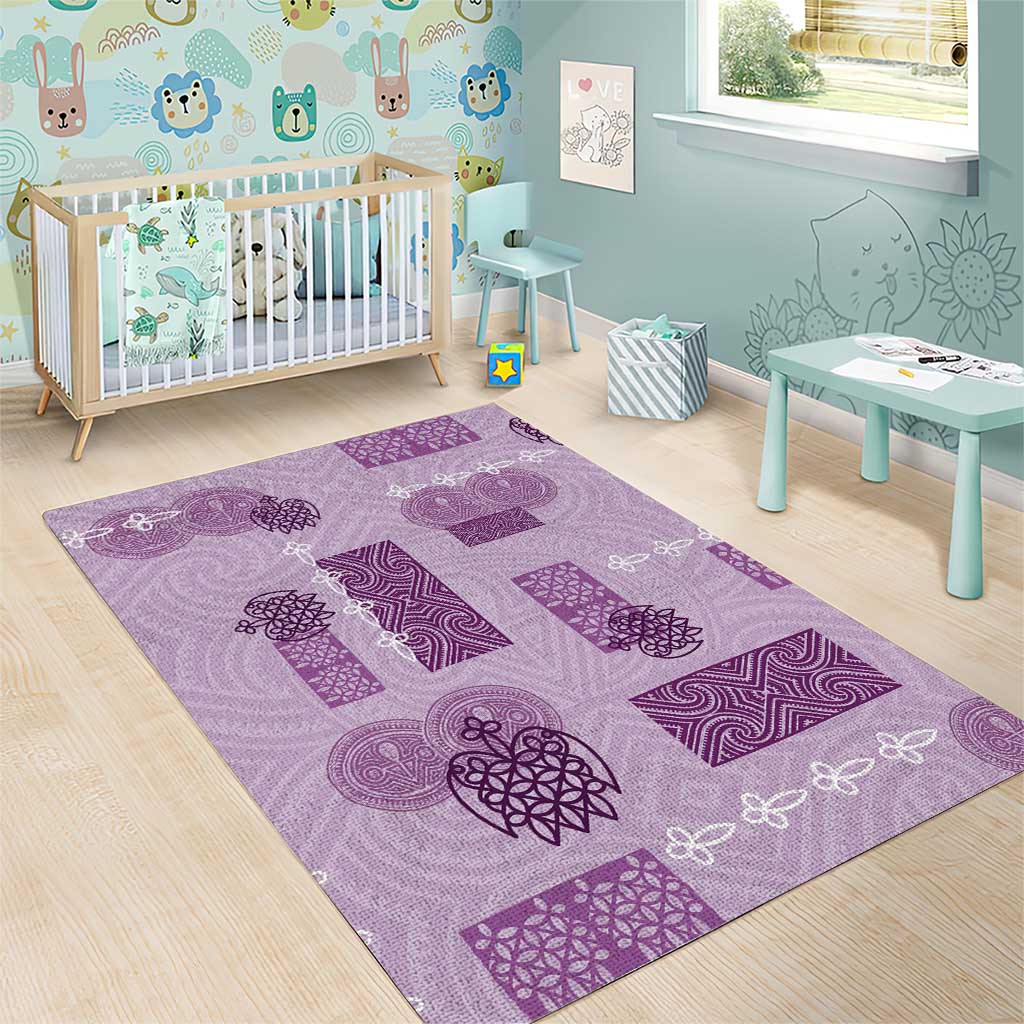 Vintage Lapita Area Rug Iconic Double Face Pattern Violet LT05 - Polynesian Pride