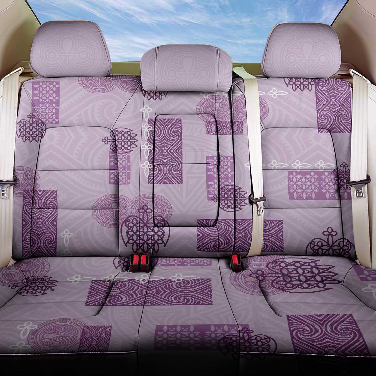 Vintage Lapita Back Car Seat Cover Iconic Double Face Pattern Violet LT05 One Size Violet - Polynesian Pride