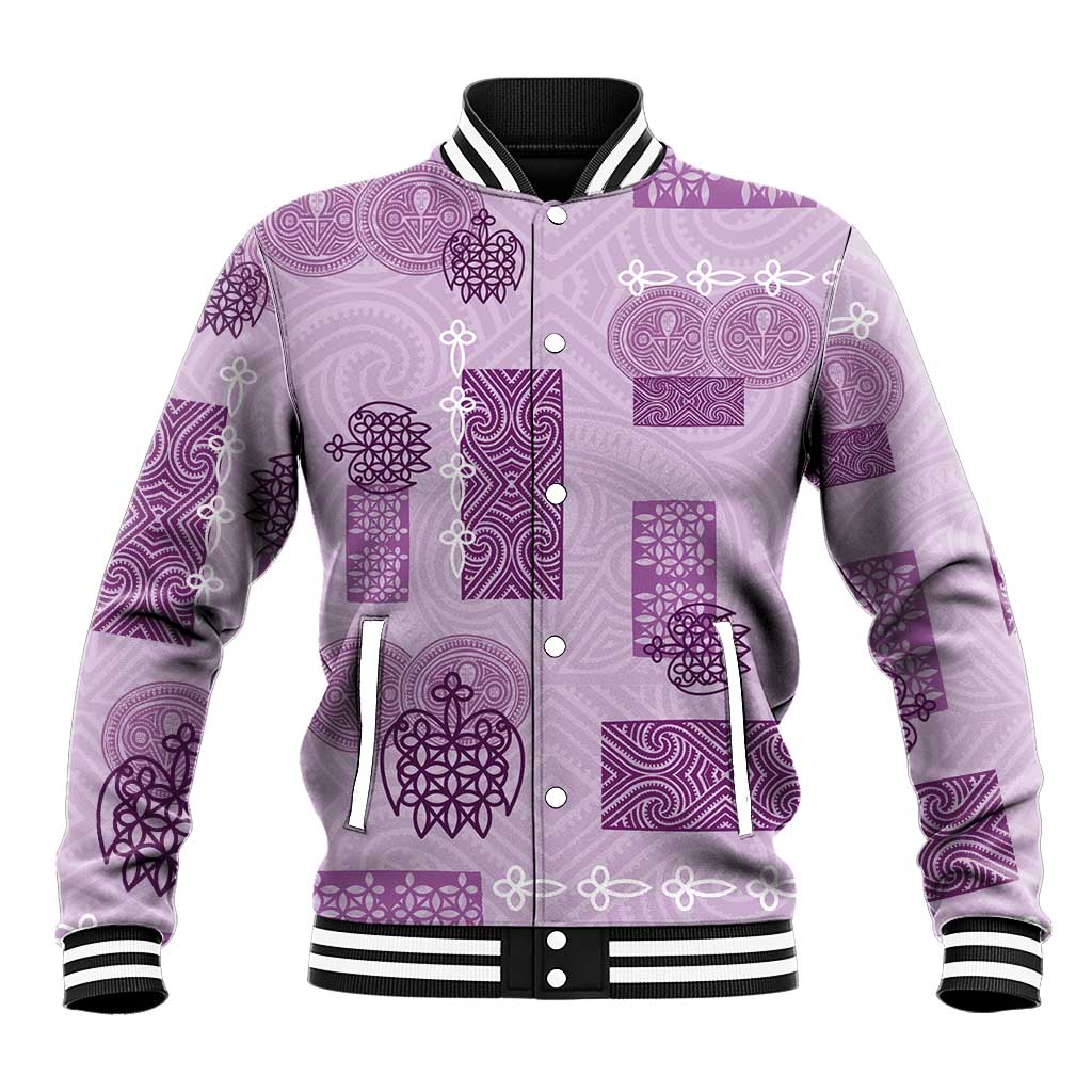 Vintage Lapita Baseball Jacket Iconic Double Face Pattern Violet LT05 Unisex Violet - Polynesian Pride