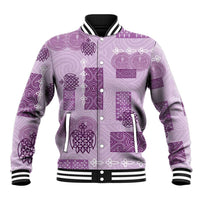 Vintage Lapita Baseball Jacket Iconic Double Face Pattern Violet LT05 Unisex Violet - Polynesian Pride