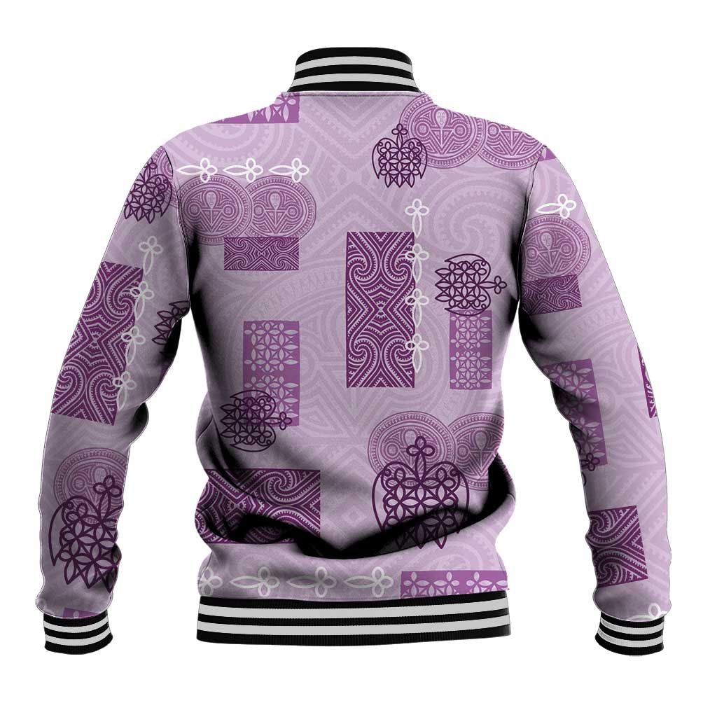 Vintage Lapita Baseball Jacket Iconic Double Face Pattern Violet LT05 - Polynesian Pride
