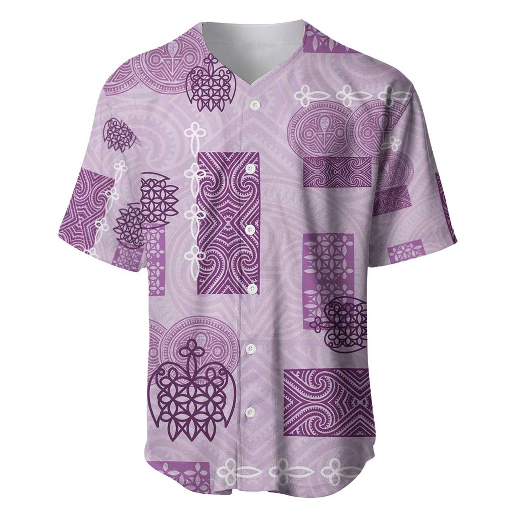 Vintage Lapita Baseball Jersey Iconic Double Face Pattern Violet LT05 Violet - Polynesian Pride