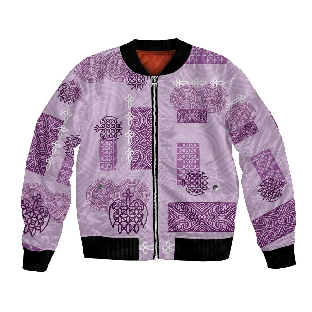 Vintage Lapita Bomber Jacket Iconic Double Face Pattern Violet LT05 Unisex Violet - Polynesian Pride