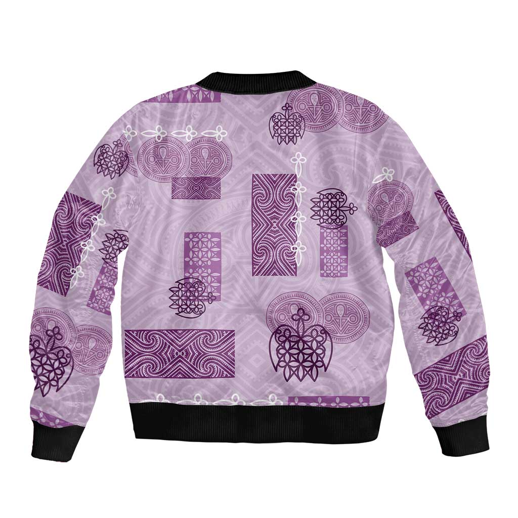 Vintage Lapita Bomber Jacket Iconic Double Face Pattern Violet LT05 - Polynesian Pride