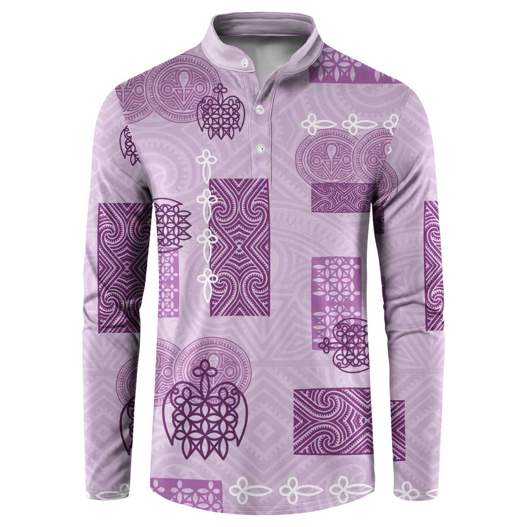Vintage Lapita Button Sweatshirt Iconic Double Face Pattern Violet LT05 Violet - Polynesian Pride