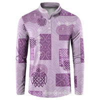 Vintage Lapita Button Sweatshirt Iconic Double Face Pattern Violet LT05 Violet - Polynesian Pride