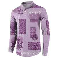 Vintage Lapita Button Sweatshirt Iconic Double Face Pattern Violet LT05 - Polynesian Pride