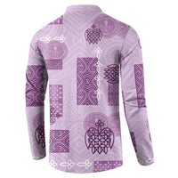 Vintage Lapita Button Sweatshirt Iconic Double Face Pattern Violet LT05 - Polynesian Pride