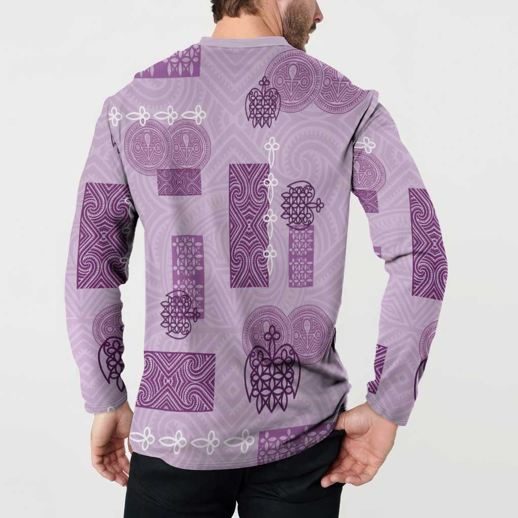 Vintage Lapita Button Sweatshirt Iconic Double Face Pattern Violet LT05 - Polynesian Pride