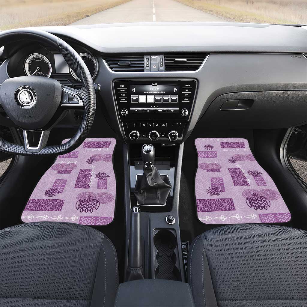Vintage Lapita Car Mats Iconic Double Face Pattern Violet LT05 Set 2pcs - Front Violet - Polynesian Pride