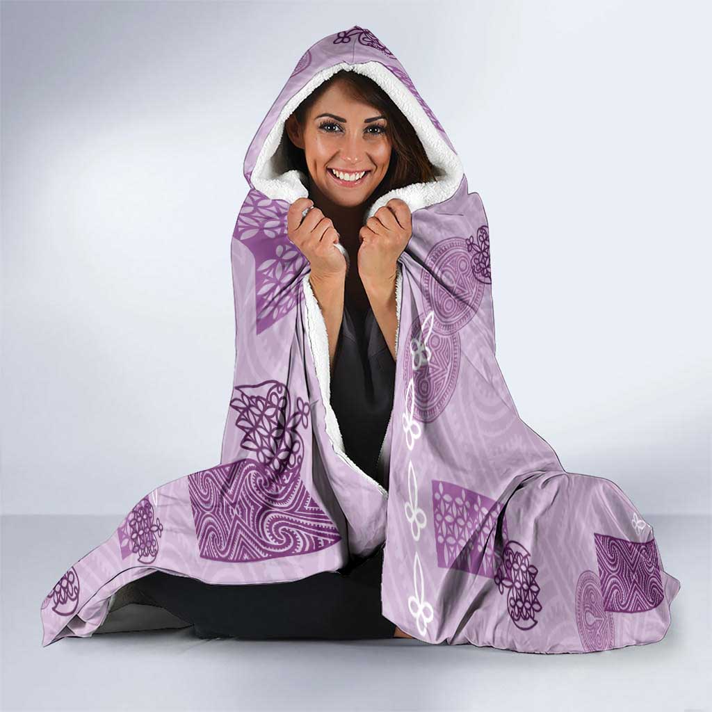 Vintage Lapita Hooded Blanket Iconic Double Face Pattern Violet LT05 - Polynesian Pride