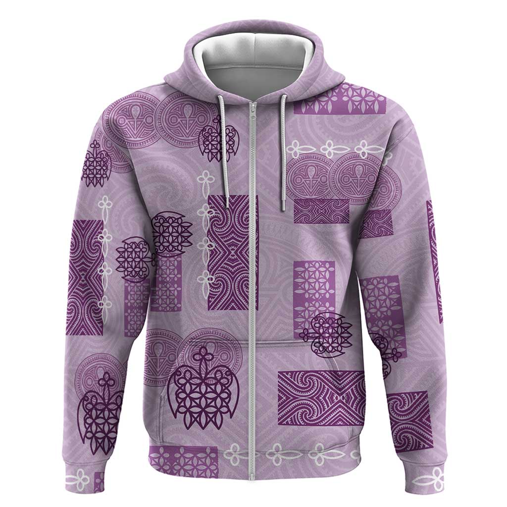 Vintage Lapita Hoodie Iconic Double Face Pattern Violet LT05 Zip Hoodie Violet - Polynesian Pride