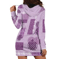 Vintage Lapita Hoodie Dress Iconic Double Face Pattern Violet LT05 - Polynesian Pride