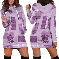 Vintage Lapita Hoodie Dress Iconic Double Face Pattern Violet LT05 - Polynesian Pride