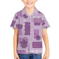 Vintage Lapita Kid Hawaiian Shirt Iconic Double Face Pattern Violet LT05 Kid Violet - Polynesian Pride