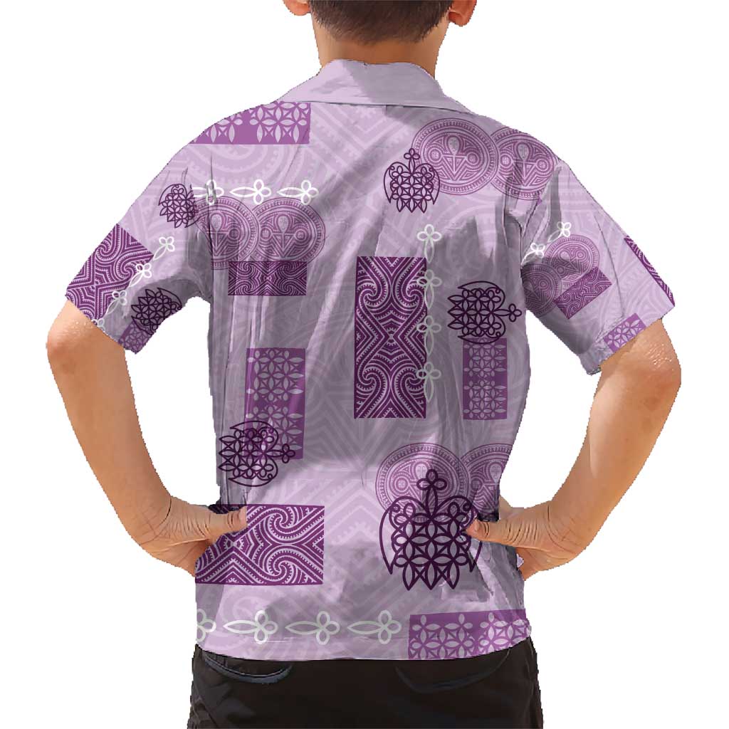 Vintage Lapita Kid Hawaiian Shirt Iconic Double Face Pattern Violet LT05 - Polynesian Pride