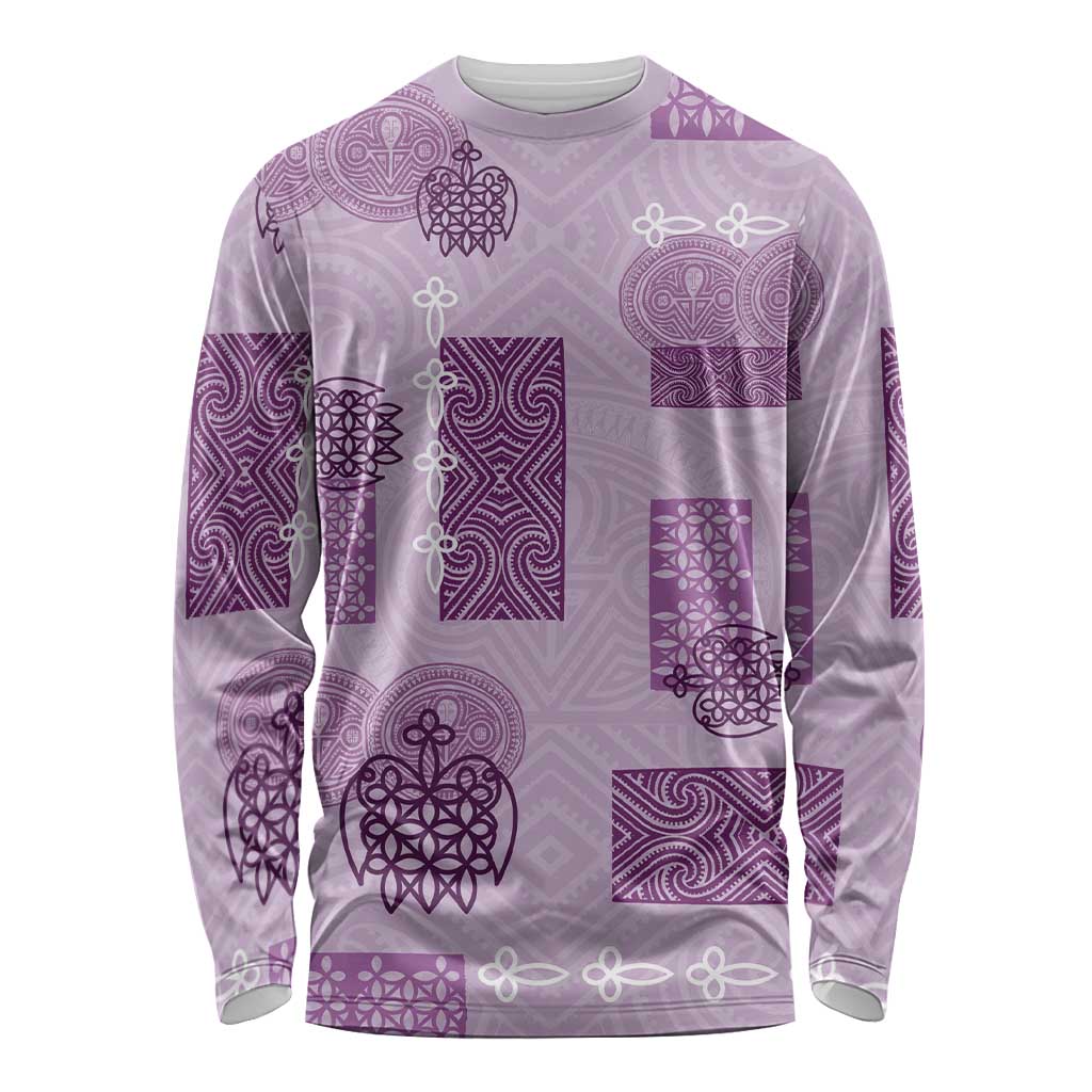 Vintage Lapita Long Sleeve Shirt Iconic Double Face Pattern Violet LT05 Unisex Violet - Polynesian Pride