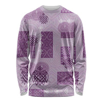 Vintage Lapita Long Sleeve Shirt Iconic Double Face Pattern Violet LT05 Unisex Violet - Polynesian Pride