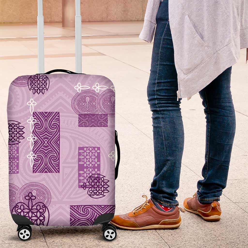 Vintage Lapita Luggage Cover Iconic Double Face Pattern Violet