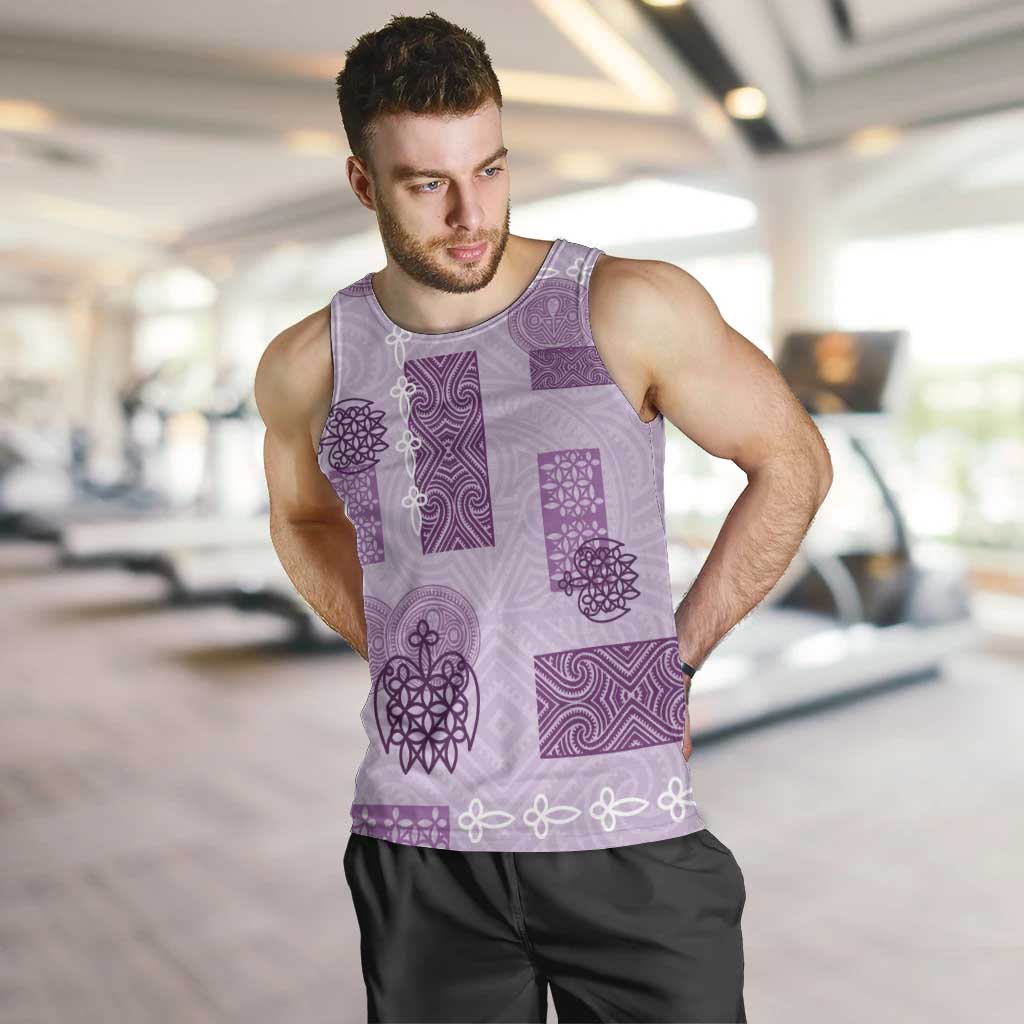 Vintage Lapita Men Tank Top Iconic Double Face Pattern Violet