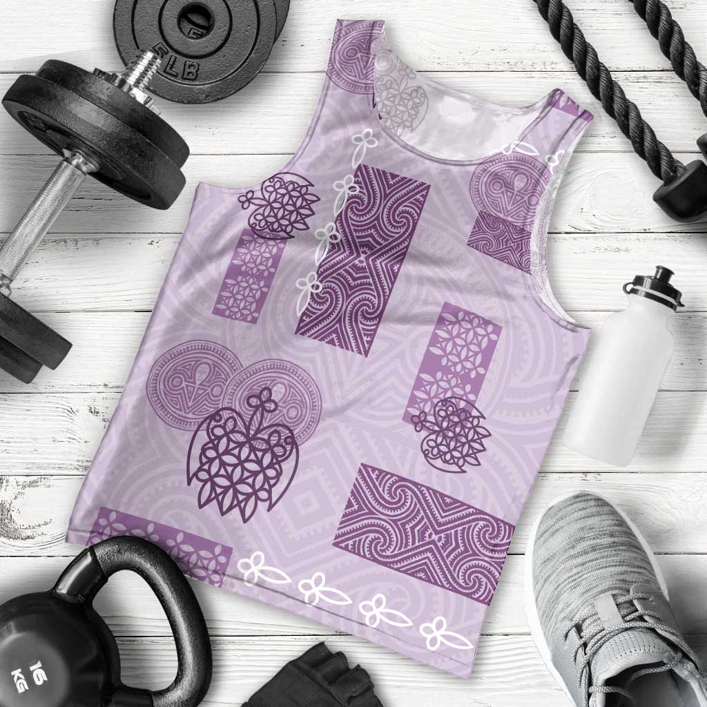 Vintage Lapita Men Tank Top Iconic Double Face Pattern Violet LT05 - Polynesian Pride