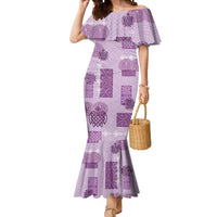Vintage Lapita Mermaid Dress Iconic Double Face Pattern Violet LT05 Women Violet - Polynesian Pride
