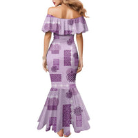 Vintage Lapita Mermaid Dress Iconic Double Face Pattern Violet LT05 - Polynesian Pride