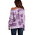 Vintage Lapita Off Shoulder Sweater Iconic Double Face Pattern Violet