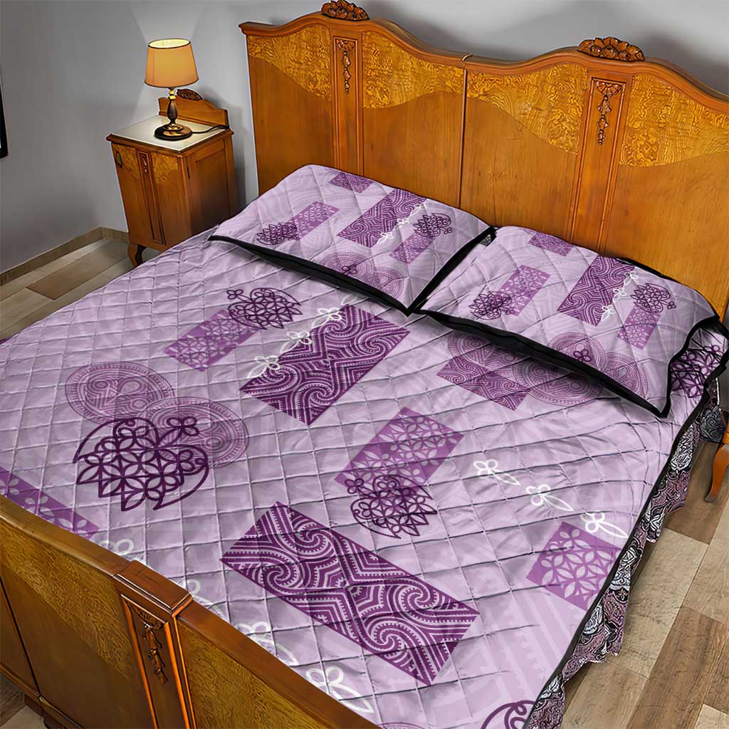 Vintage Lapita Quilt Bed Set Iconic Double Face Pattern Violet LT05 - Polynesian Pride