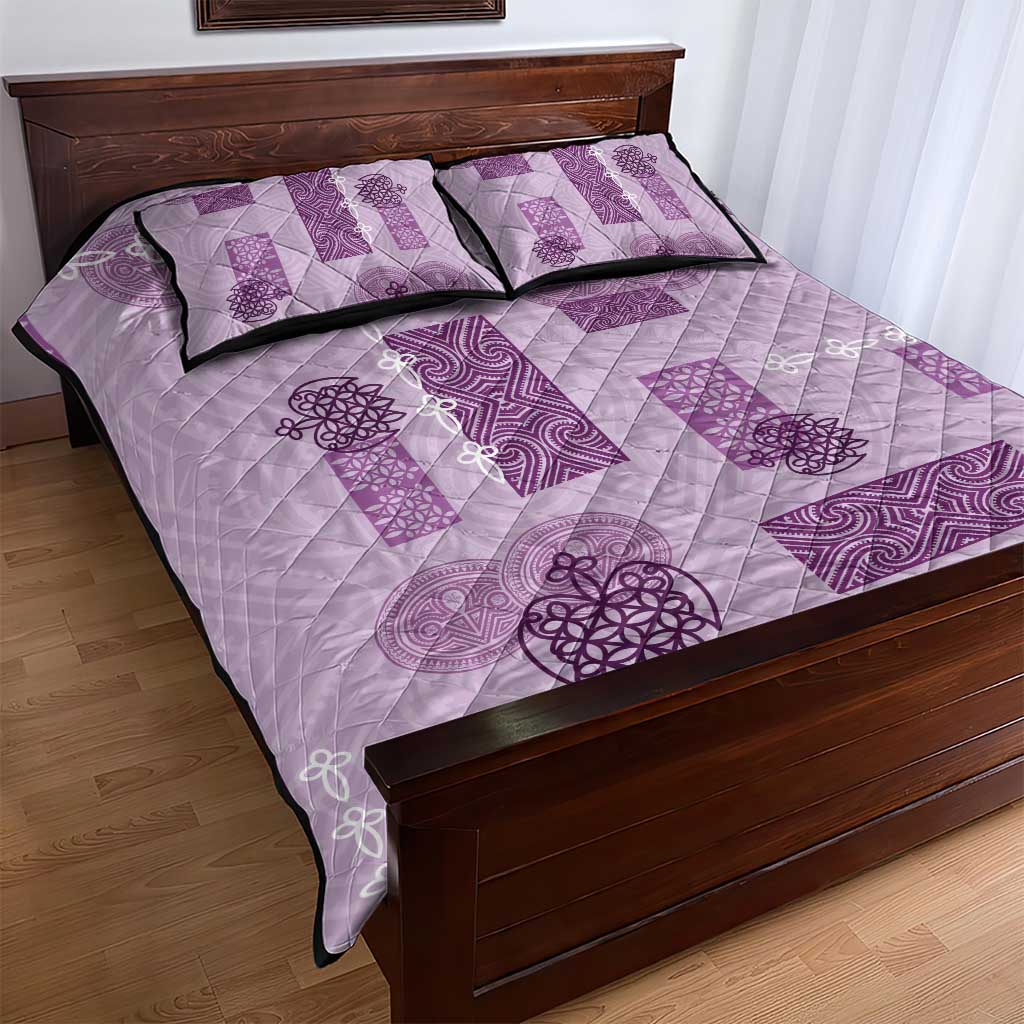 Vintage Lapita Quilt Bed Set Iconic Double Face Pattern Violet LT05 - Polynesian Pride