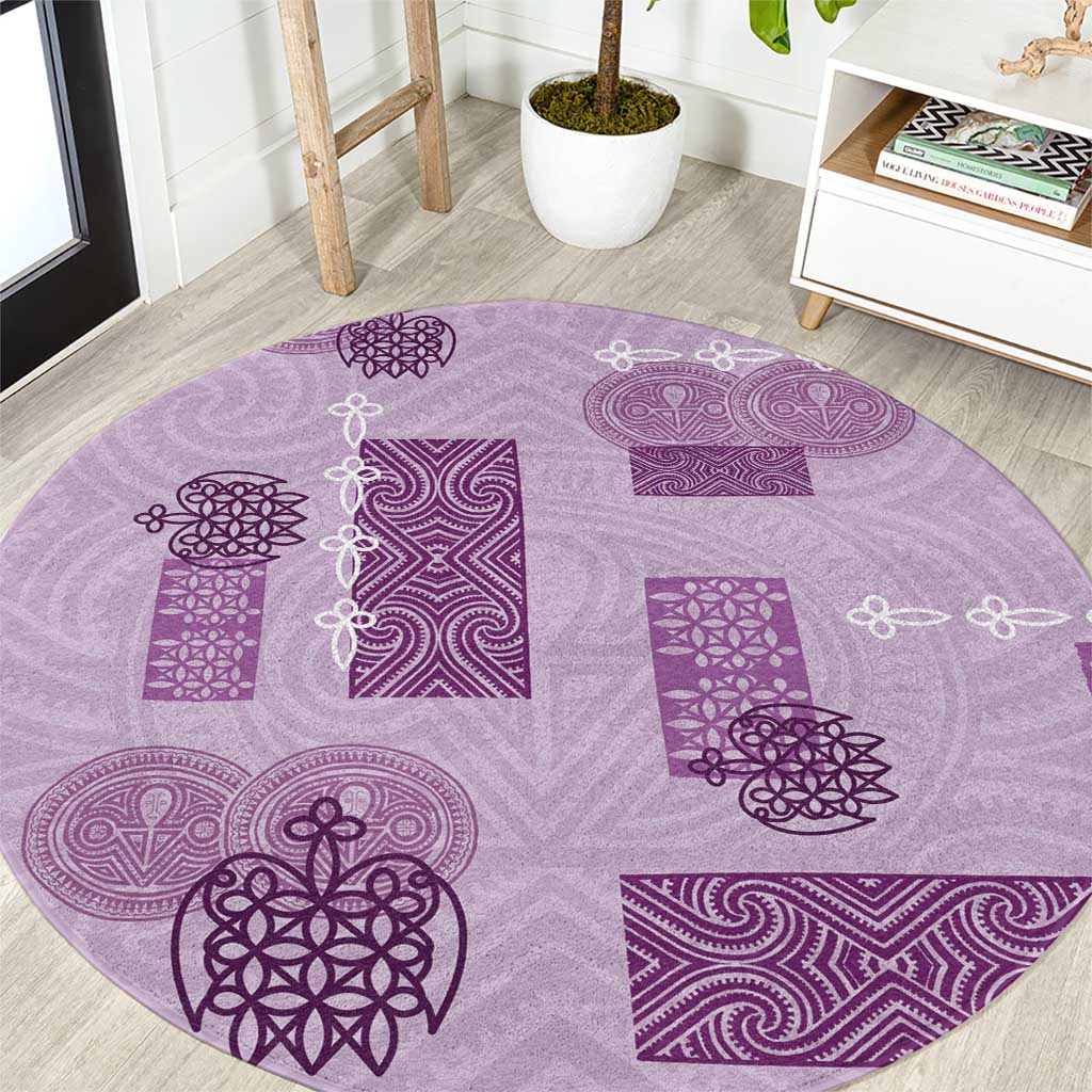 Vintage Lapita Round Carpet Iconic Double Face Pattern Violet LT05 Violet - Polynesian Pride