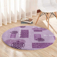 Vintage Lapita Round Carpet Iconic Double Face Pattern Violet LT05 - Polynesian Pride