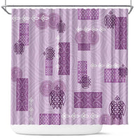 Vintage Lapita Shower Curtain Iconic Double Face Pattern Violet LT05 Violet - Polynesian Pride