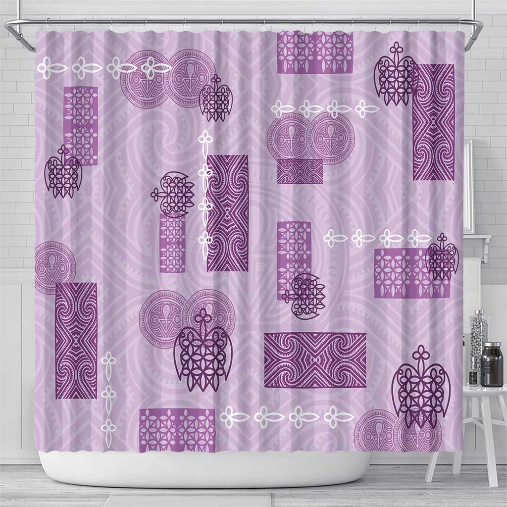 Vintage Lapita Shower Curtain Iconic Double Face Pattern Violet LT05 - Polynesian Pride