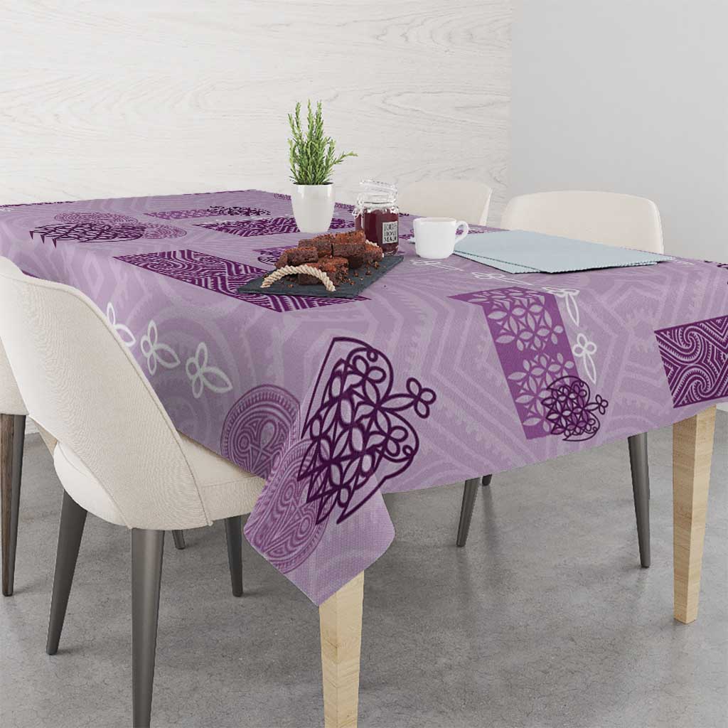 Vintage Lapita Tablecloth Iconic Double Face Pattern Violet LT05 - Polynesian Pride