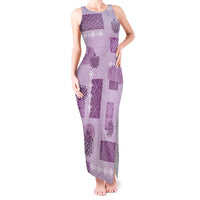 Vintage Lapita Tank Maxi Dress Iconic Double Face Pattern Violet LT05 Women Violet - Polynesian Pride