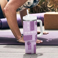 Vintage Lapita Tumbler With Handle Iconic Double Face Pattern Violet LT05 - Polynesian Pride