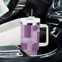 Vintage Lapita Tumbler With Handle Iconic Double Face Pattern Violet LT05 - Polynesian Pride