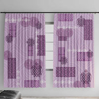 Vintage Lapita Window Curtain Iconic Double Face Pattern Violet LT05 With Hooks Violet - Polynesian Pride